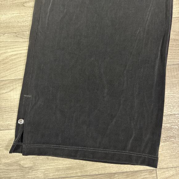 Chico's Travelers Ribbed Pull On Cropped Wide Leg Pants Black sz 2 / Large - Picture 4 of 6